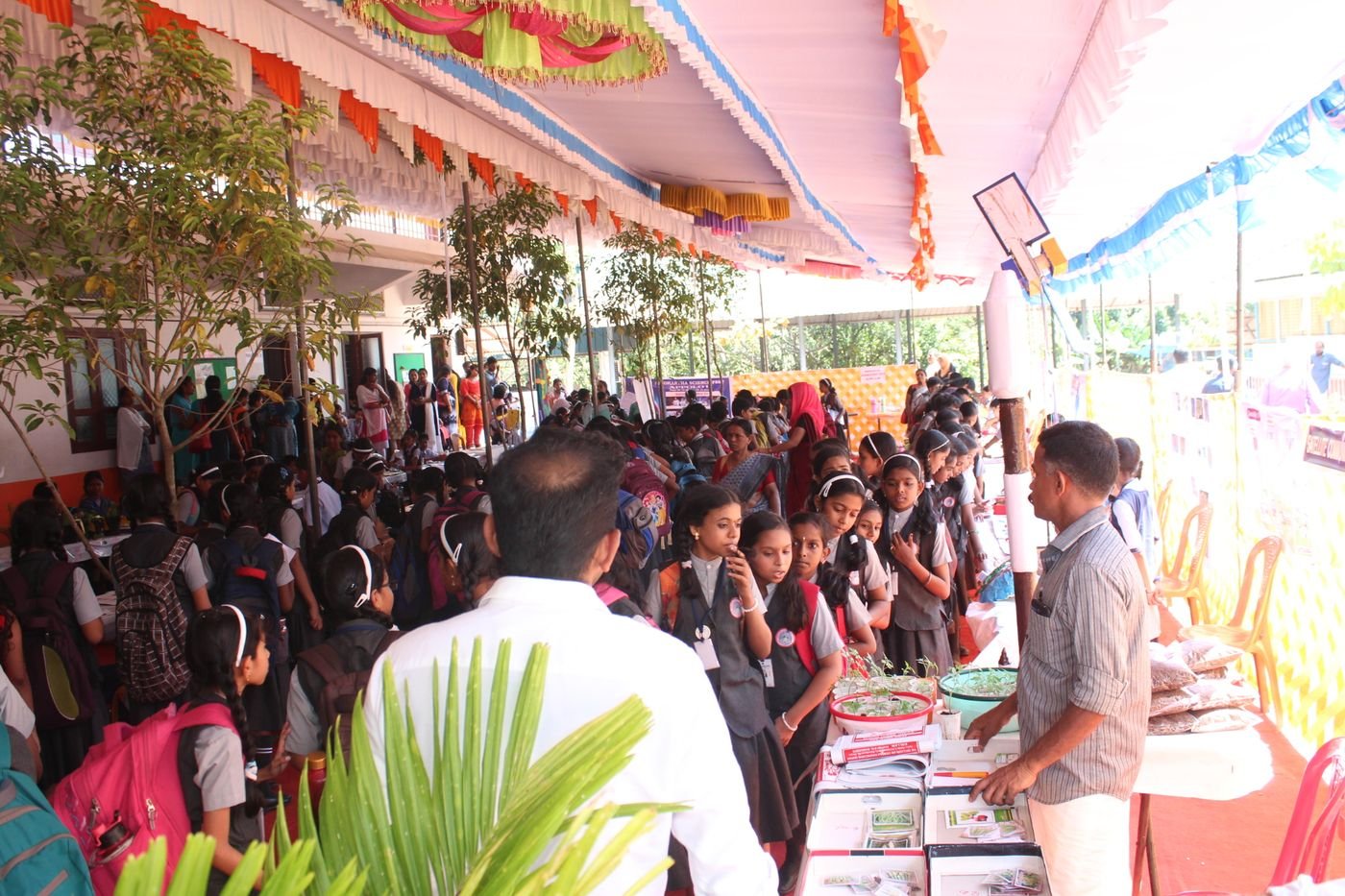 Students presenting their work at the school science exhibition
