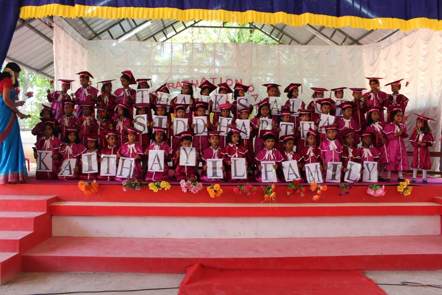 Kindergarten children on stage at the KG Graduation Day